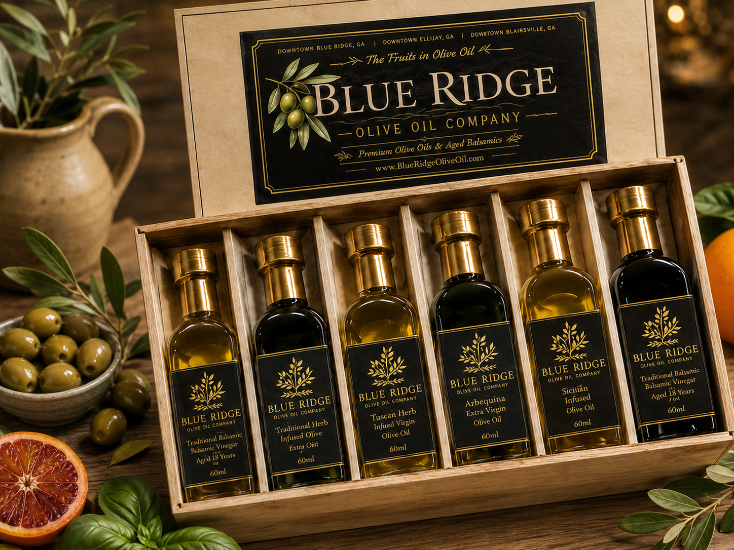 Blue Ridge Olive Oil Company Most Popular six-bottle gift set