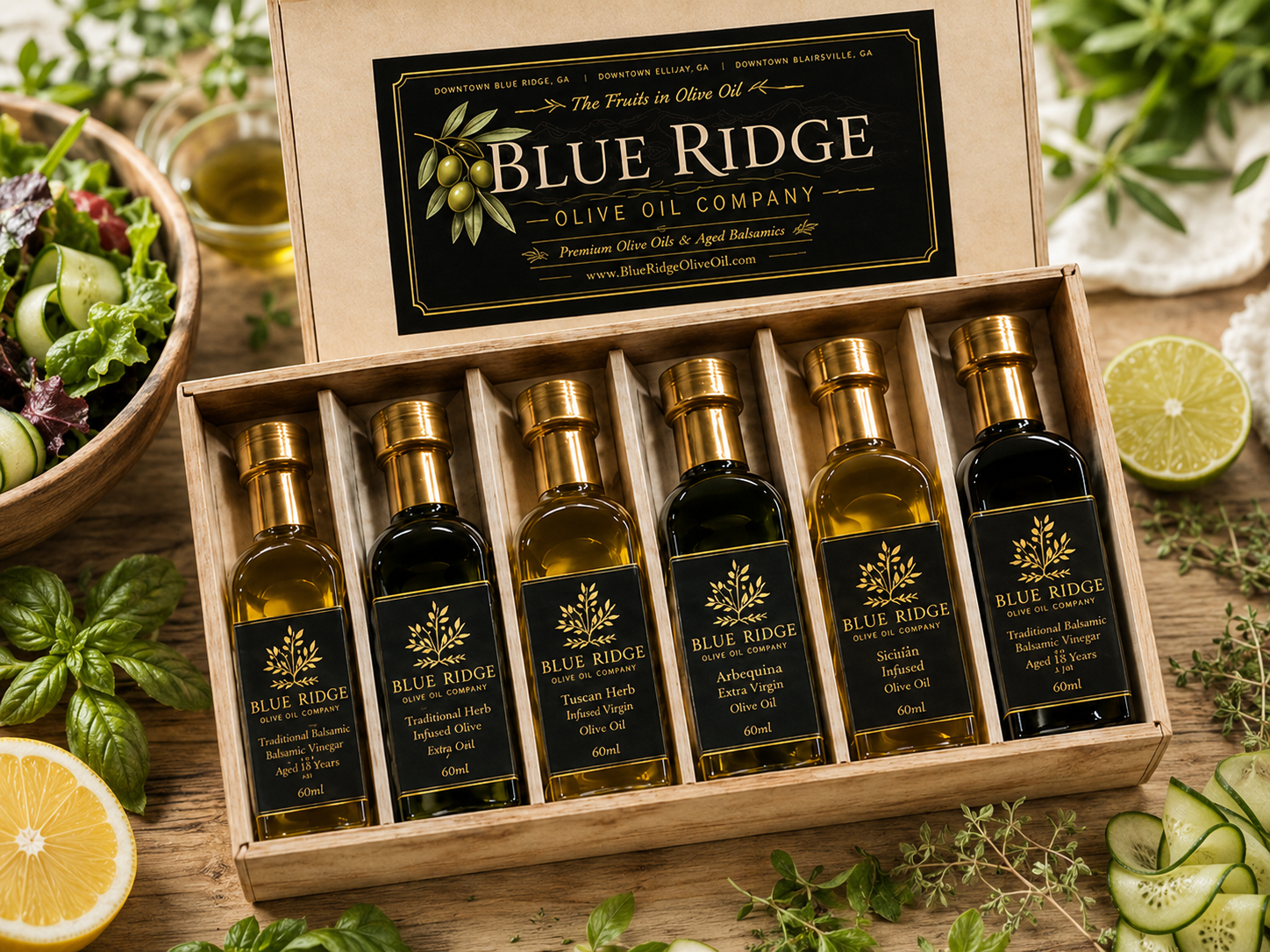 Blue Ridge Olive Oil Company Salad Lovers six-bottle gift set
