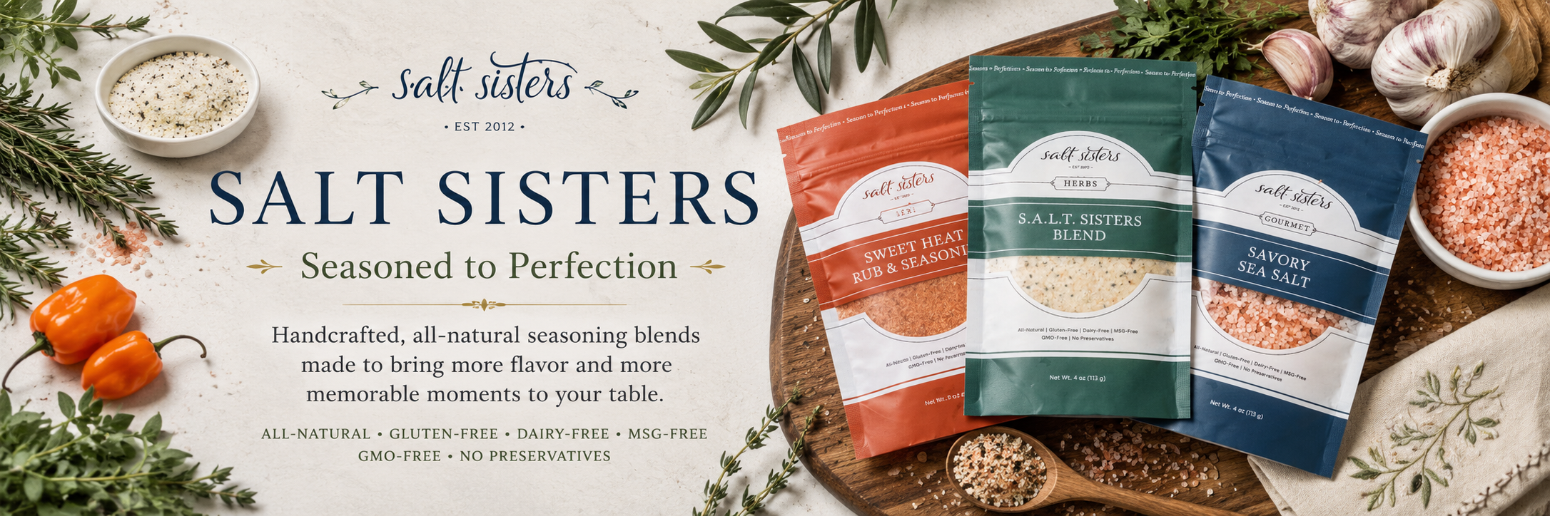 Salt Sisters - Seasoned to Perfection handcrafted seasoning blends
